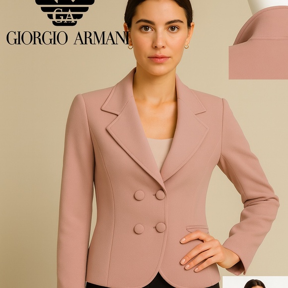 Giorgio Armani Black Lable Dusty Rose Double-Breasted Wool Blend Jacket Size 4 - Picture 9 of 9